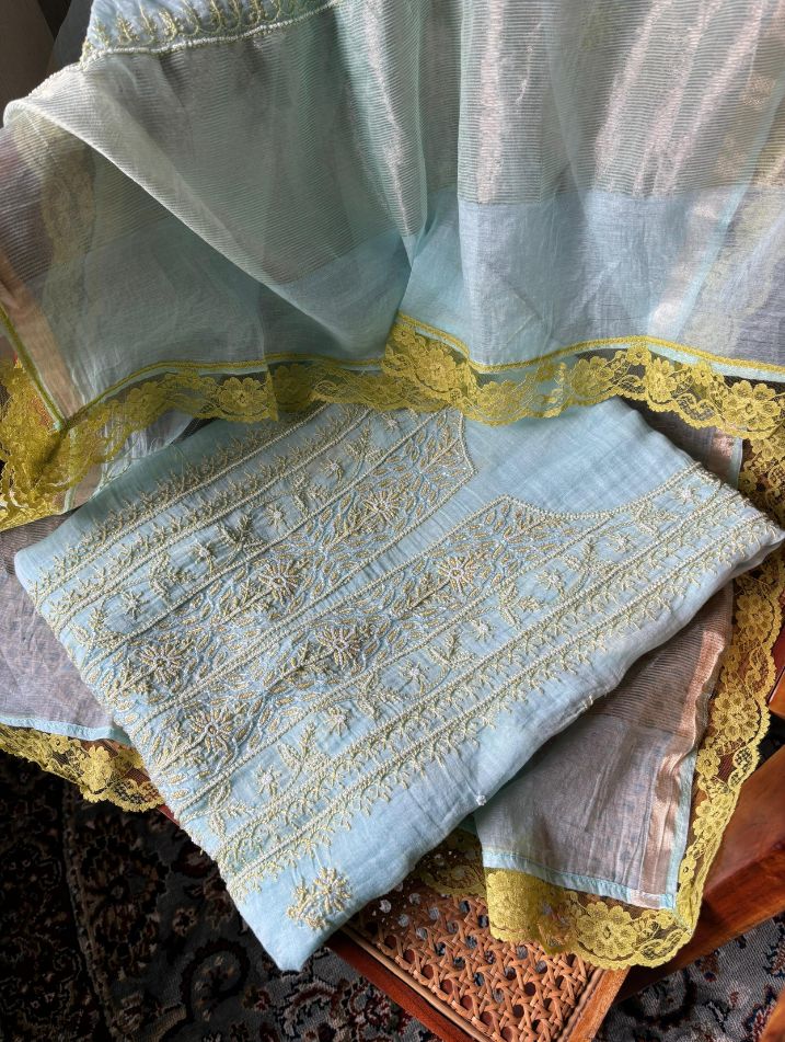 Ensemble trois pièces Breezy Mulmul Chikankari