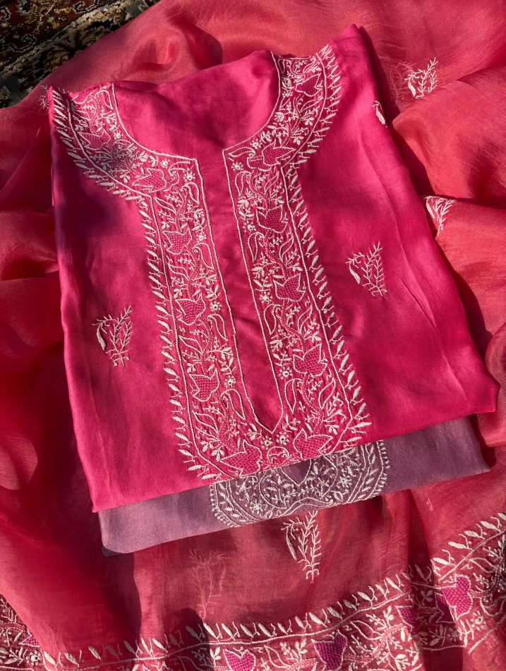Ensemble en soie Chanderi Royal