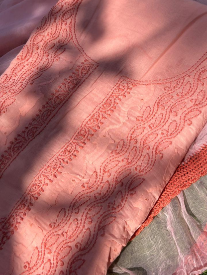 Ensemble en voile de coton pur Chikankari