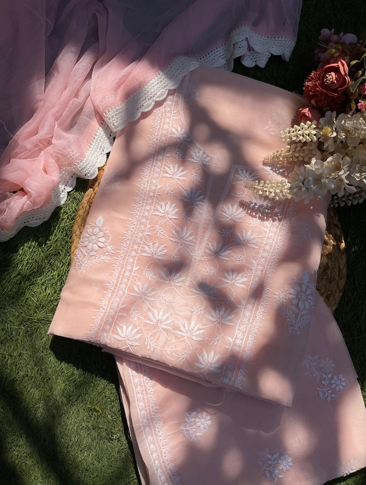 Cotton Voile 3-Piece Chikankari Set