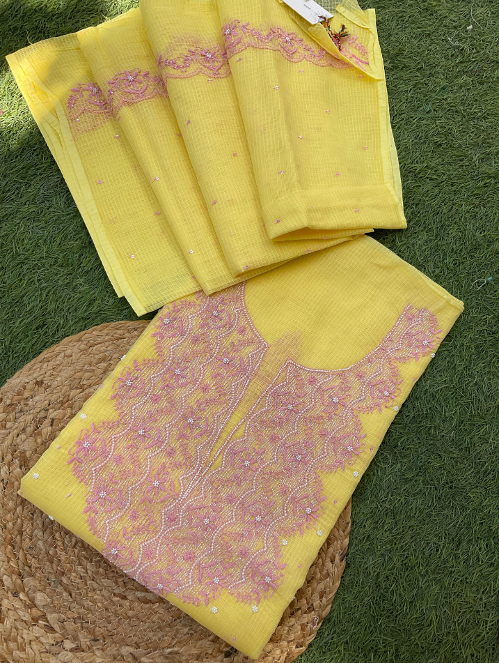 Élégant ensemble Kota Chikankari non cousu