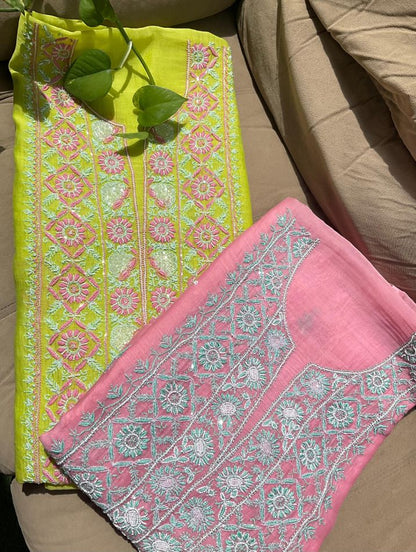 Ensemble 3 pièces Mulmul Chikankari léger