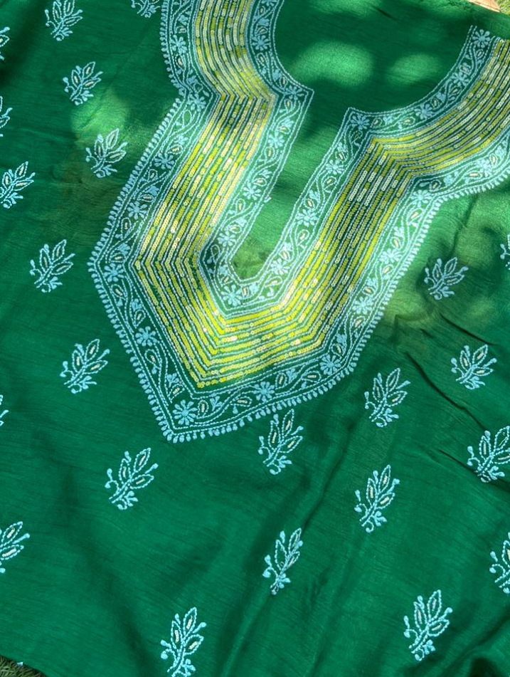 Kurta en voile de coton pur Chikankari