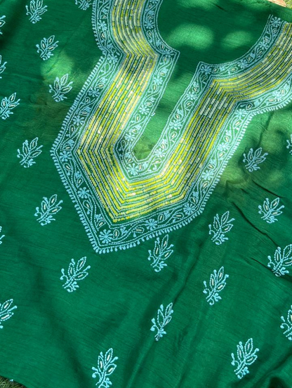 Kurta en voile de coton pur Chikankari