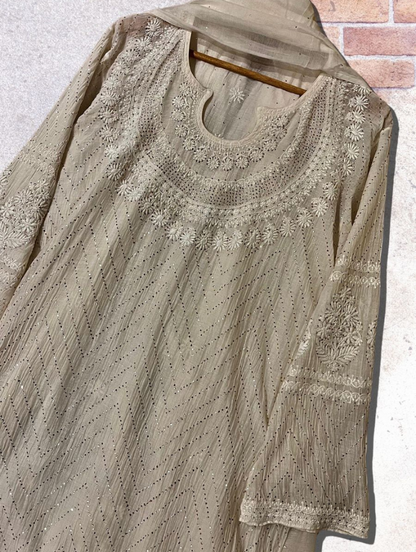 Refined Radiance Handcrafted Mulmul Chanderi Kurta & Dupatta Set