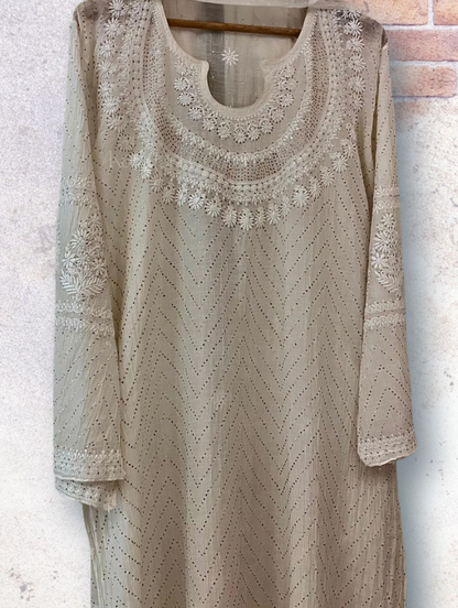 Refined Radiance Handcrafted Mulmul Chanderi Kurta & Dupatta Set