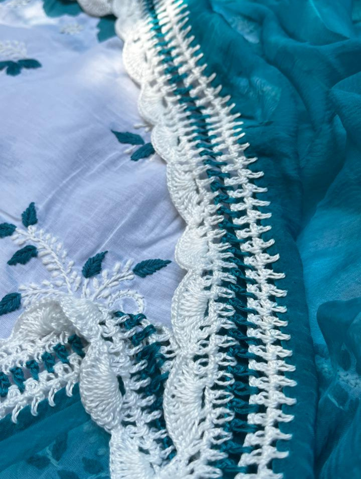 Ensemble Chikankari en Voile Pur Coton