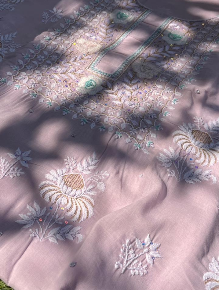 Kurta en voile de pur coton Chikankari