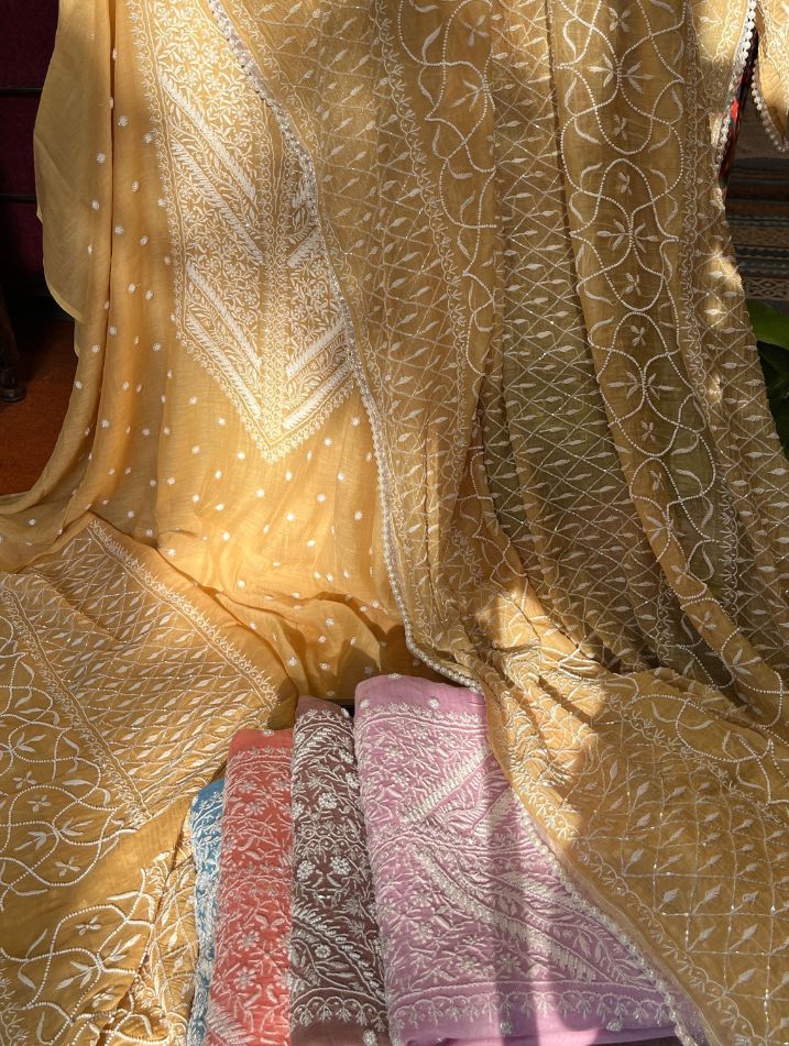 Ensemble élégant en Mulmul Chikankari
