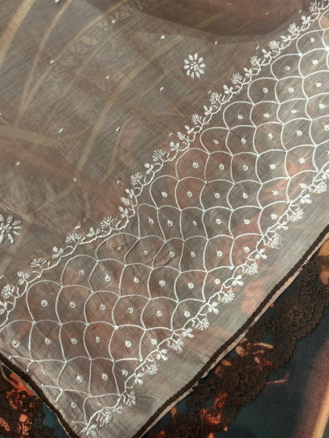 Mulmul Chikankari Anarkali Set – Kurta & Dupatta