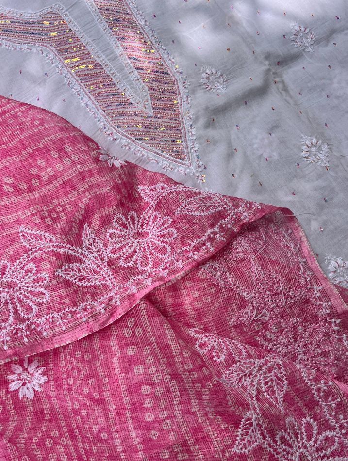 Kurta en coton avec dupatta Kota Leheriya