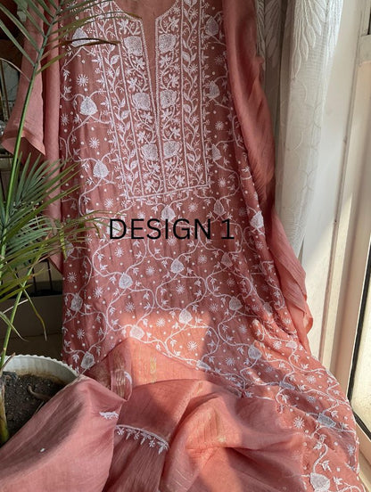Ensemble vaporeux en chikankari de mulmul