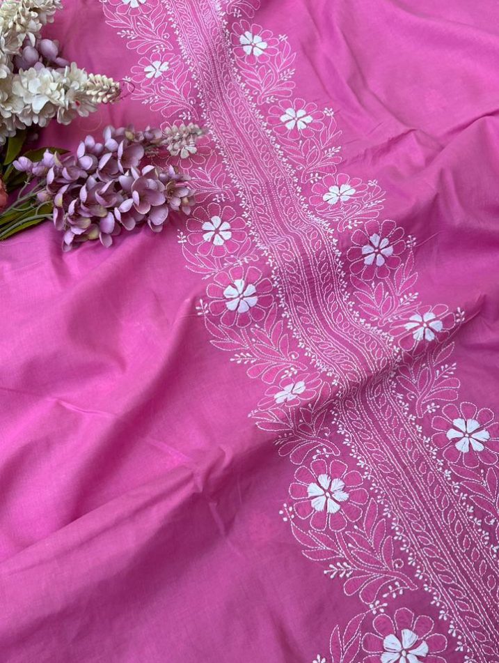 Kurta en voile de pur coton Chikankari