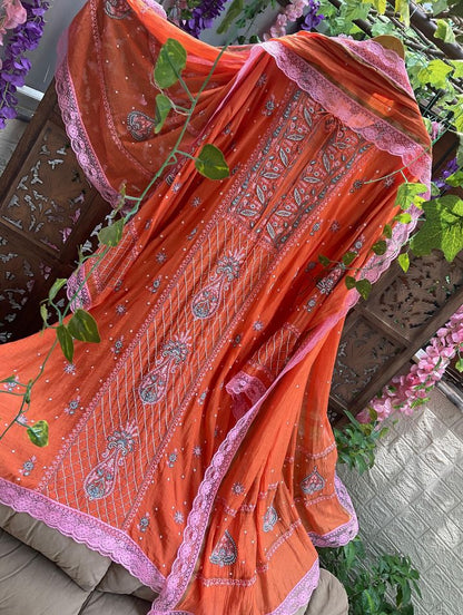 Ensemble Kurta Dupatta Chikankari Élégant