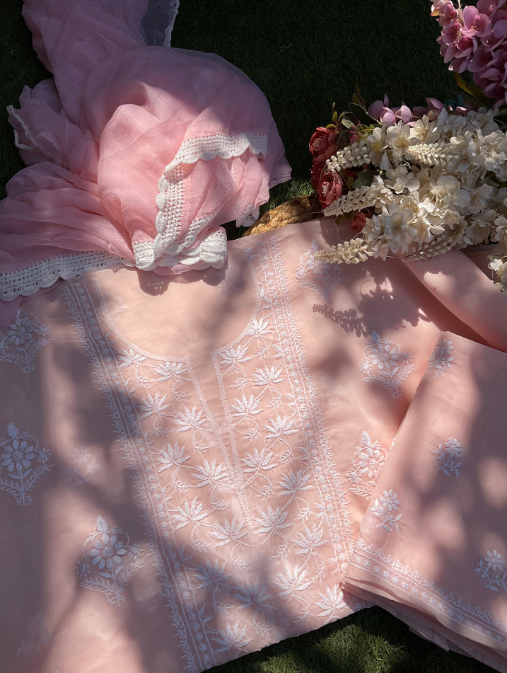 Cotton Voile 3-Piece Chikankari Set