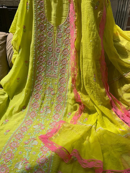 Ensemble 3 pièces Mulmul Chikankari léger