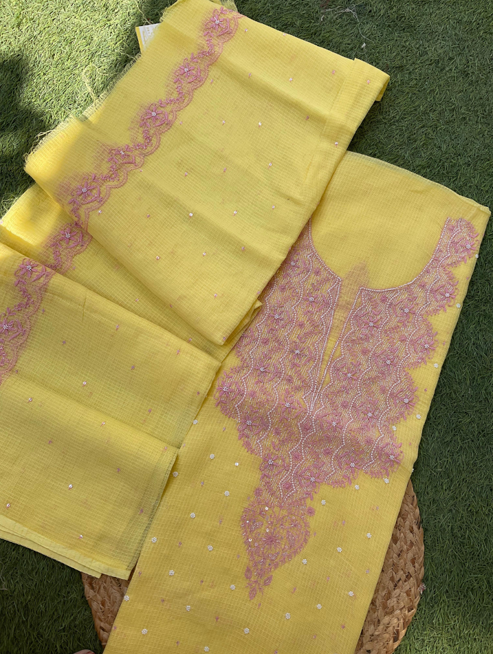 Élégant ensemble Kota Chikankari non cousu