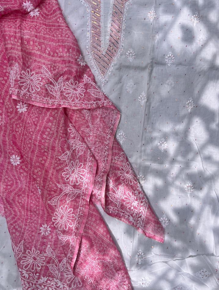 Kurta en coton avec dupatta Kota Leheriya