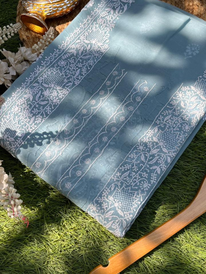 Ensemble chikankari élégant en voile de coton