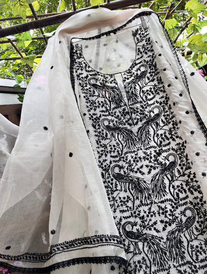 Exquisite Silk Organza Chikankari Ensemble