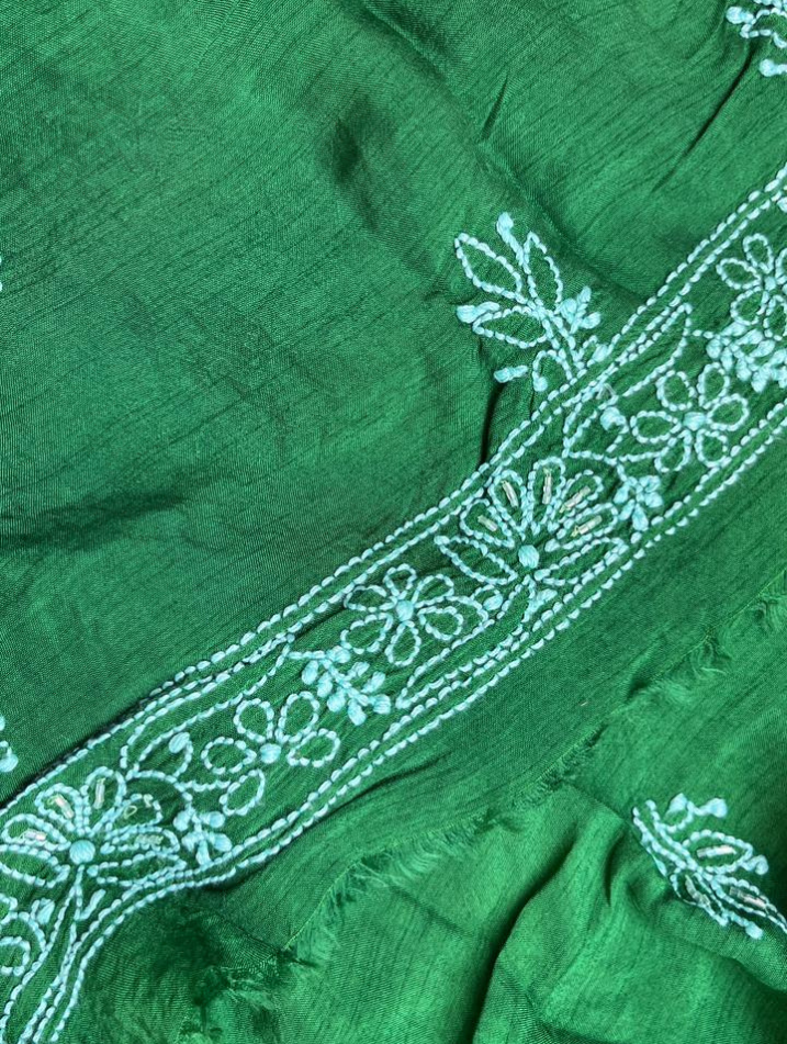 Kurta en voile de coton pur Chikankari