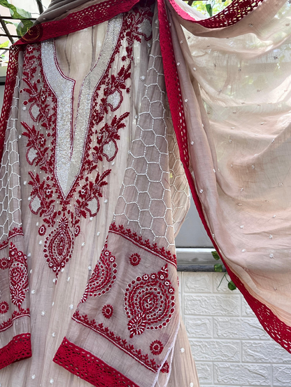Luxe Mulmul Chikankari Festive Ensemble