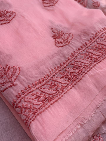Ensemble en voile de coton pur Chikankari