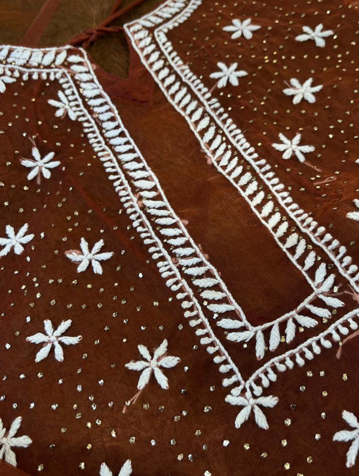 Le charme festif de l'organza Chikankari