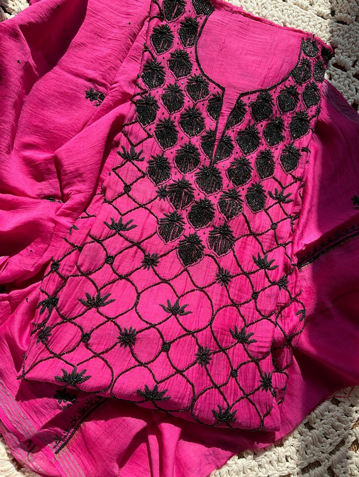 Ensemble élégant en mousseline de coton Chikankari