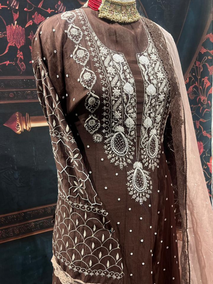 Mulmul Chikankari Anarkali Set – Kurta & Dupatta