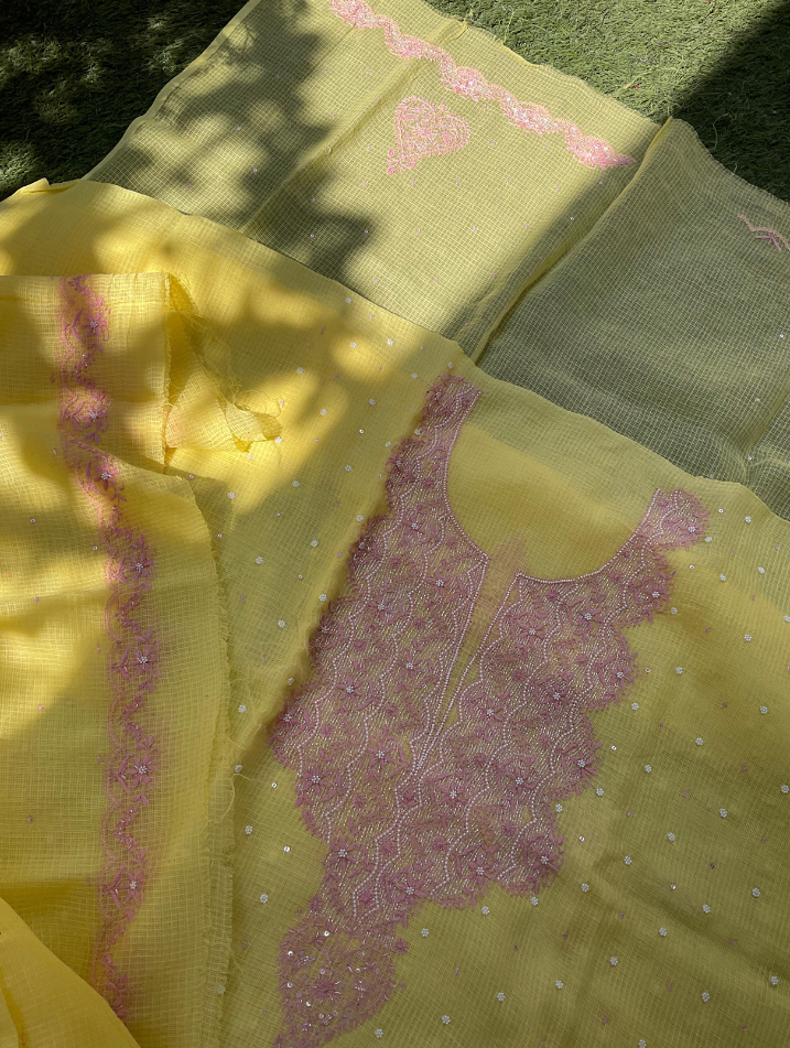 Élégant ensemble Kota Chikankari non cousu
