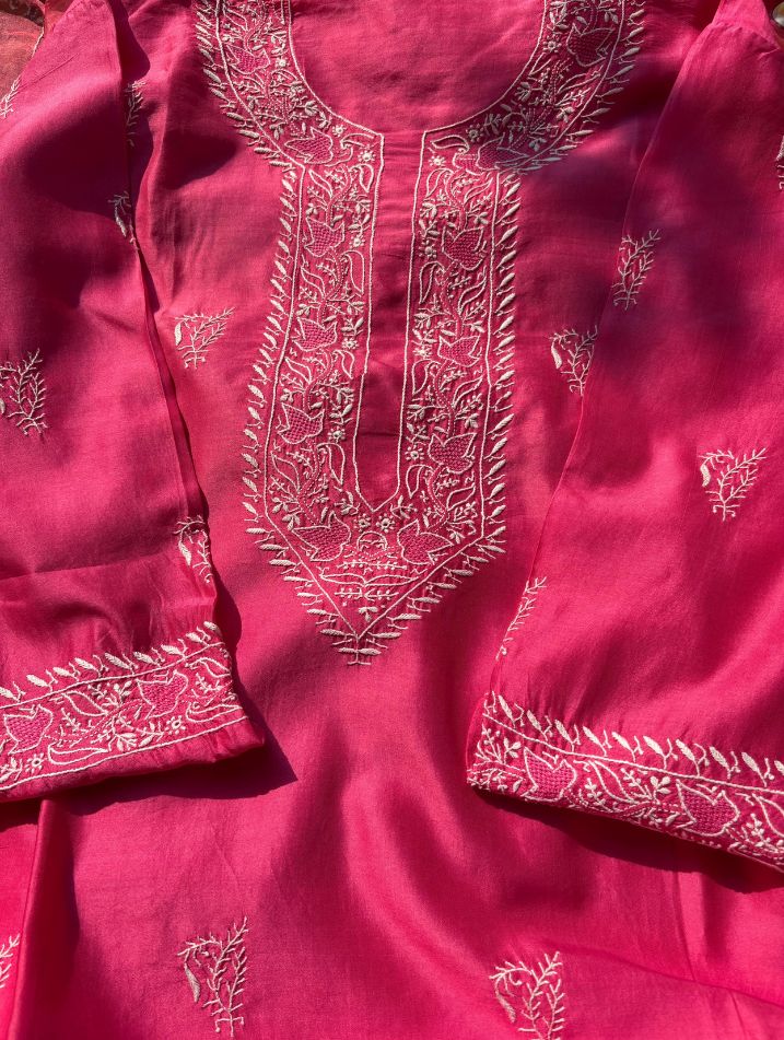 Ensemble en soie Chanderi Royal