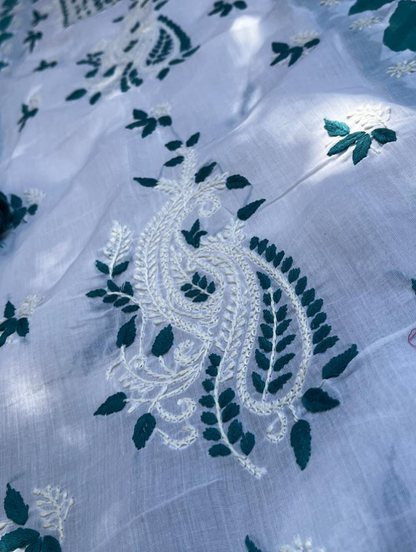 Ensemble Chikankari en Voile Pur Coton