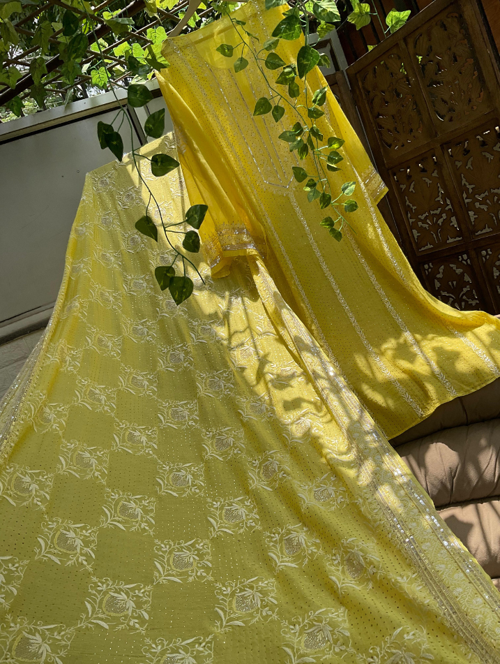 Luxe Mulmul Chikankari Festive Ensemble