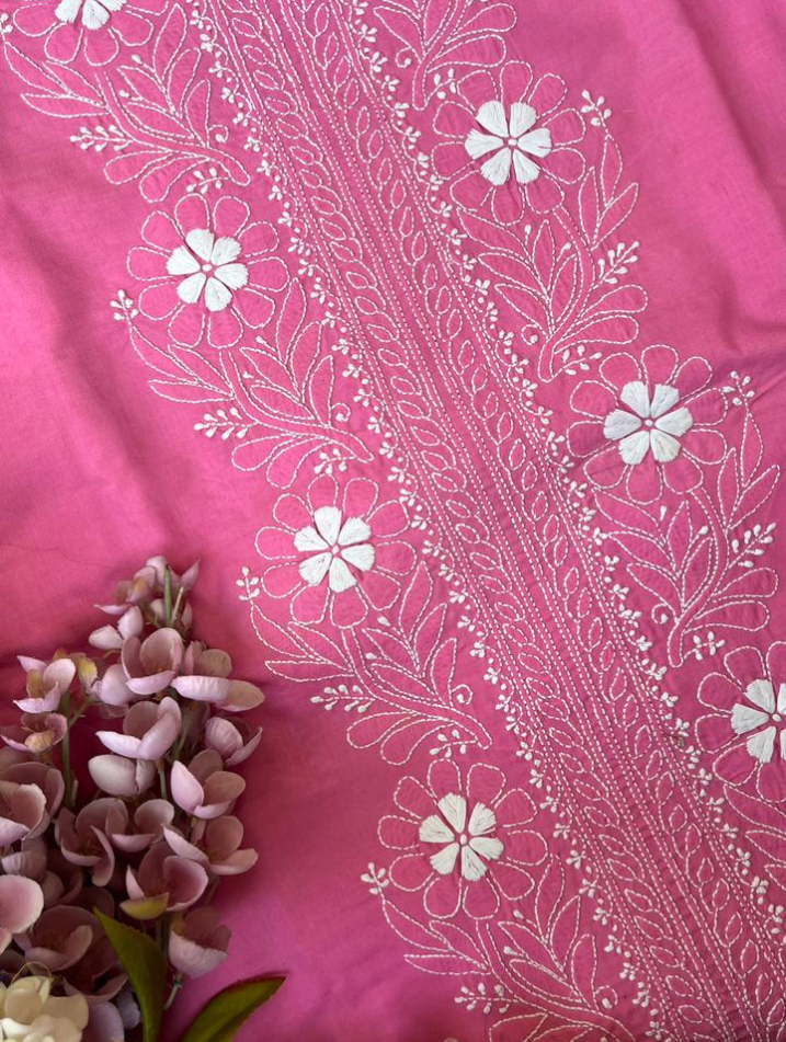Kurta en voile de pur coton Chikankari