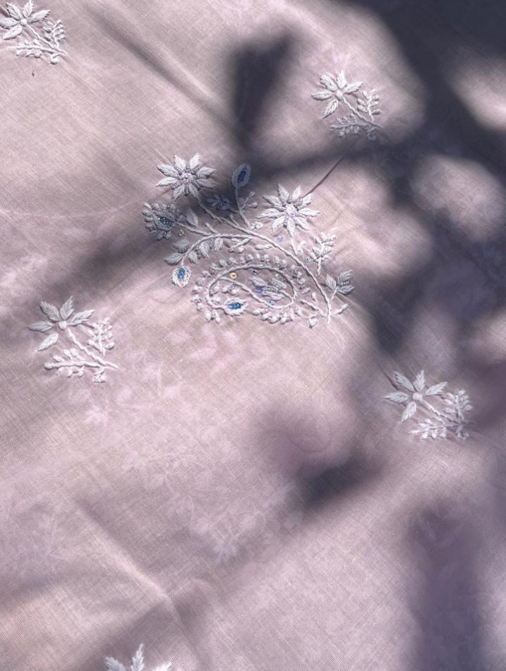 Kurta en voile de pur coton Chikankari