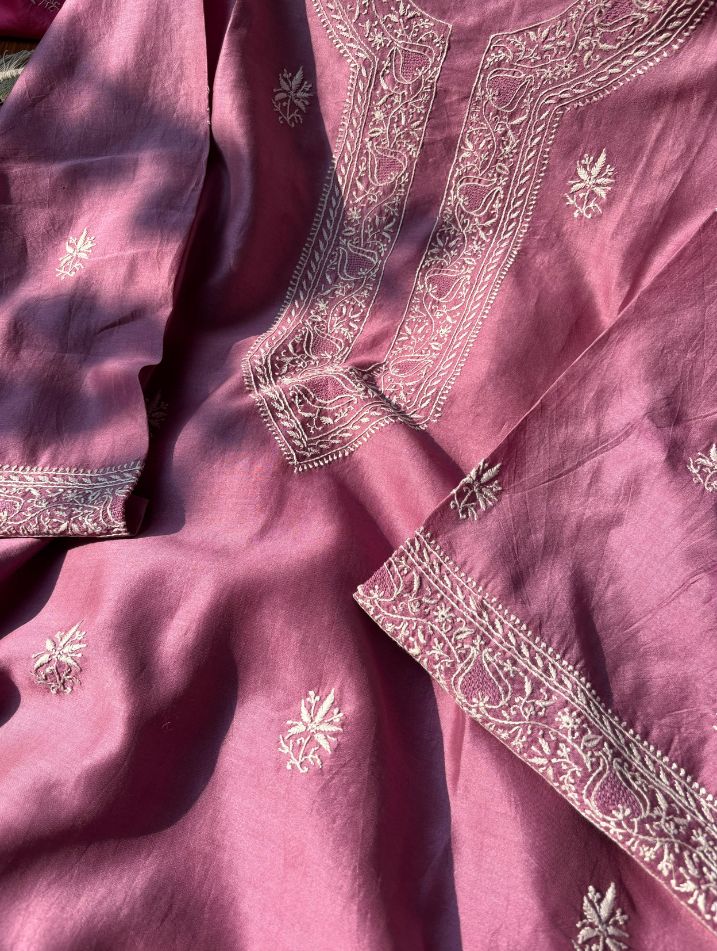 Ensemble en soie Chanderi Royal