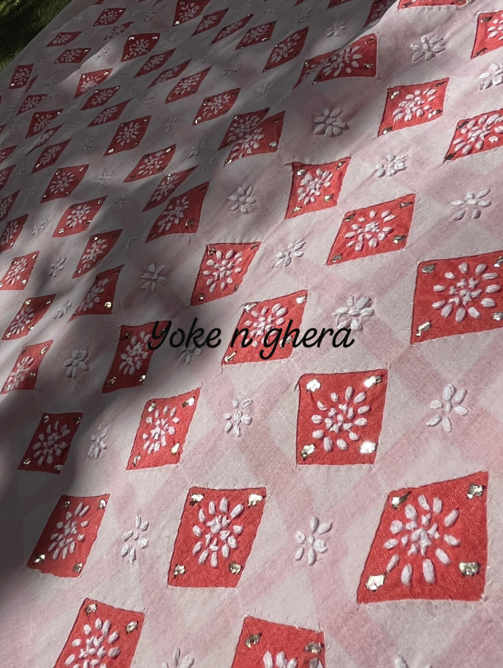 Cotton Voile Chikankari Appliqué Ensemble