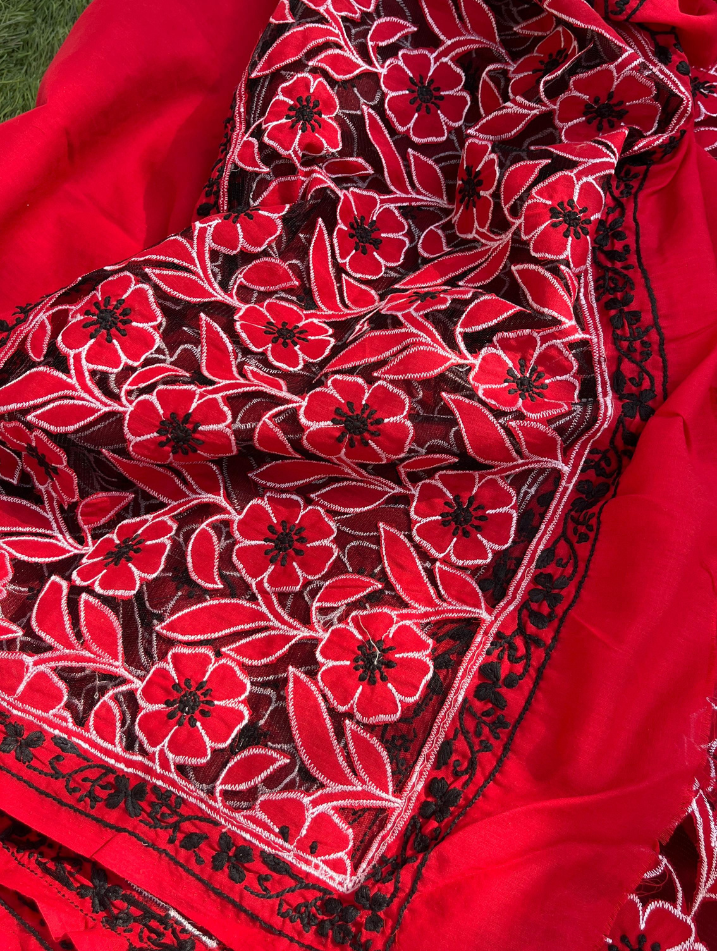 Elegant Unstitched Cotton Chikankari Set