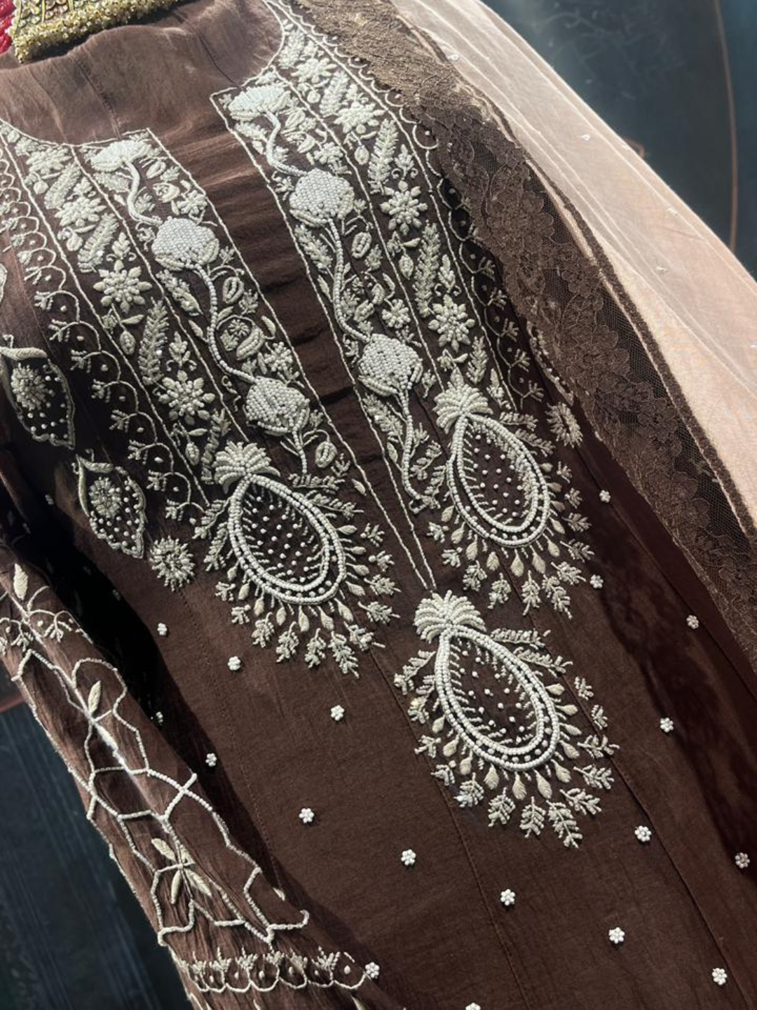 Mulmul Chikankari Anarkali Set – Kurta & Dupatta