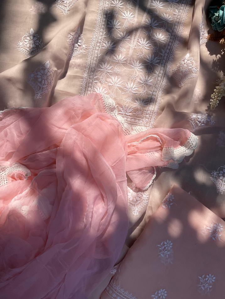 Cotton Voile 3-Piece Chikankari Set