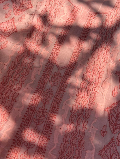 Ensemble en voile de coton pur Chikankari