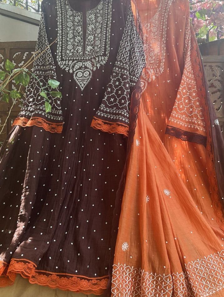 Ensemble intemporel en Chikankari de Mulmul