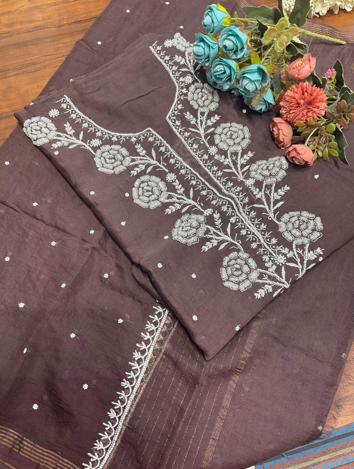 Elegant Mulmul Chikankari Ensemble