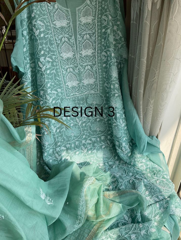 Ensemble vaporeux en chikankari de mulmul