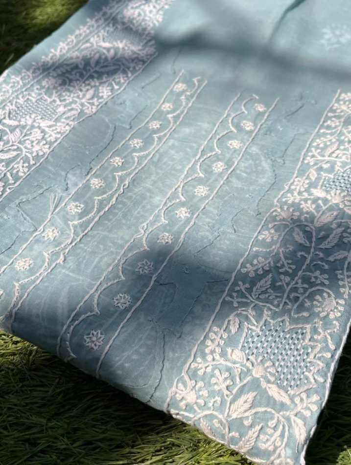 Ensemble chikankari élégant en voile de coton