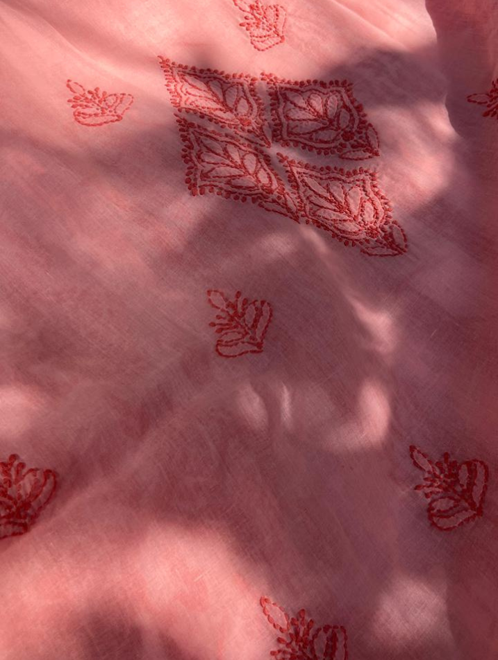 Ensemble en voile de coton pur Chikankari