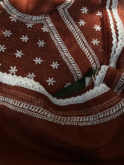 Le charme festif de l'organza Chikankari