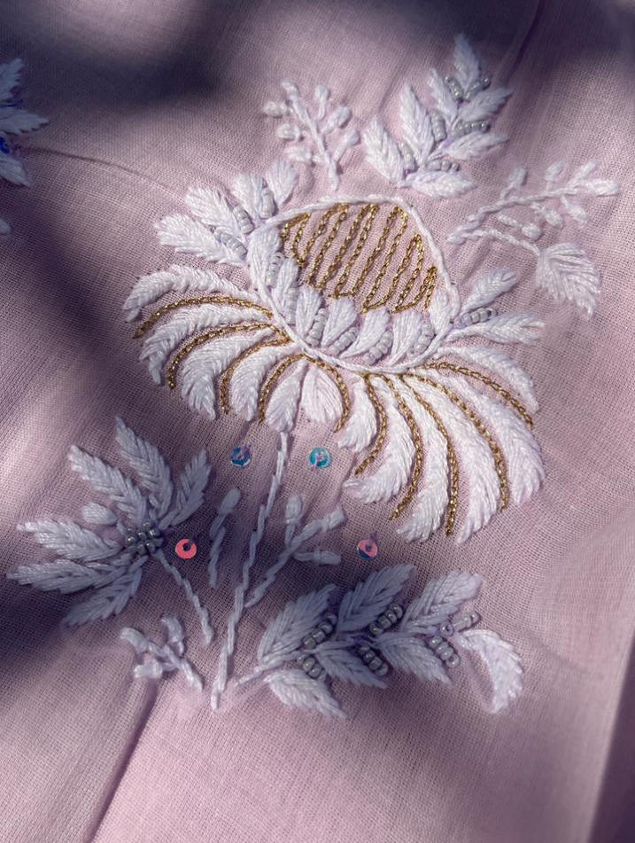 Kurta en voile de pur coton Chikankari