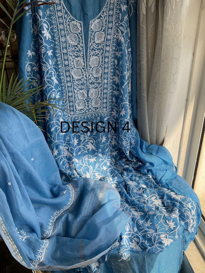 Ensemble vaporeux en chikankari de mulmul